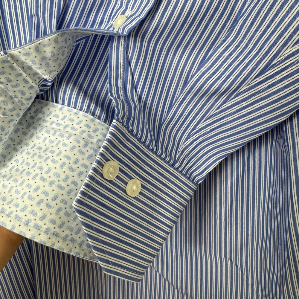 Lot of 2 Lorenzo Raffinato Men 17 34-35 Modern Fit Striped Dress Shirts - Picture 8 of 8